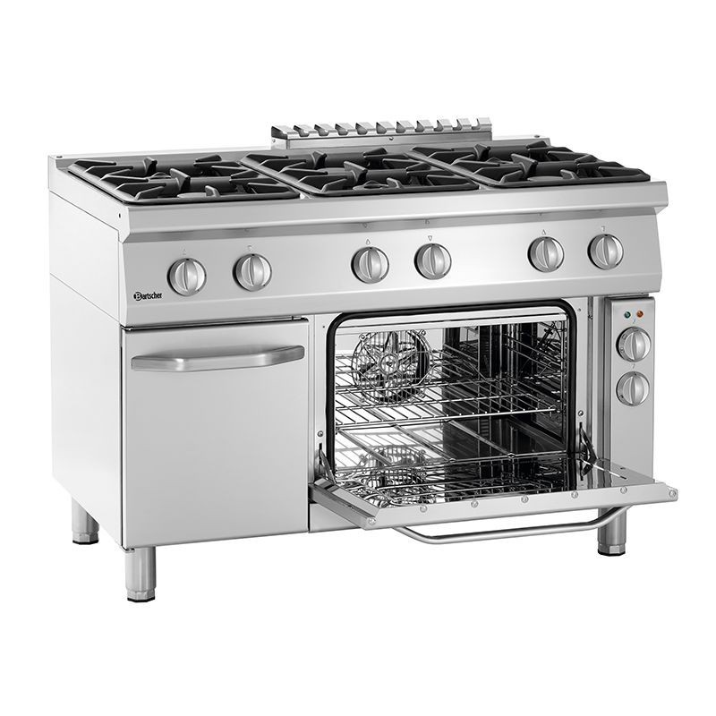 Cocina A Gas Industrial De 6 Fogones Con Horno Electrico Bartscher