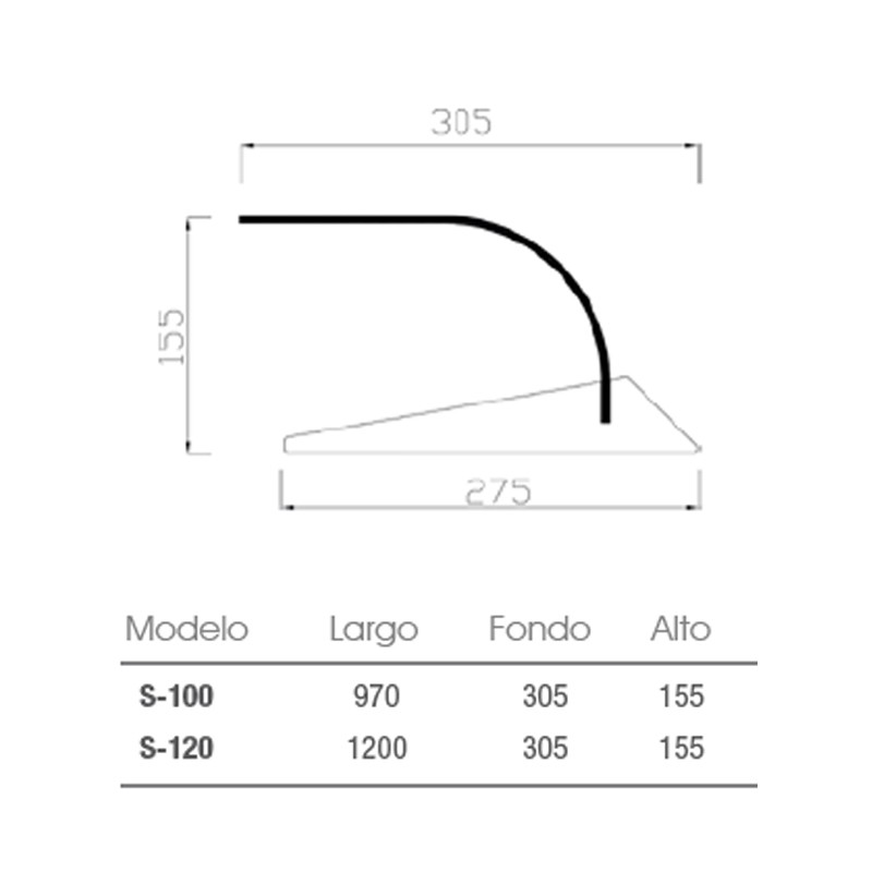 Vitrina expositora neutra PS Varias opciones: curva o recta VG