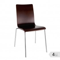 Silla apilable minimalista marrón oscuro Bolero 4 unidades GR343