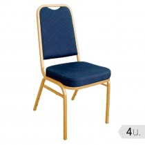 Silla de banquete respaldo cuadrado azul DL015 4 unidades