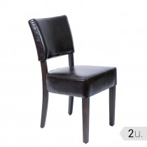 Silla de comedor símil cuero sólido marrón oscuro Bolero GF957 2 unidades