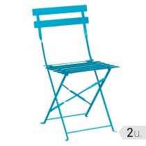 Silla cafeteria azul para terraza de acero Bolero GK982 2 unidades