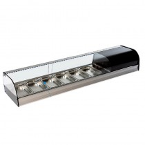 Vitrina refrigerada Cristal Curvo con Cubetas o Parrillas Varias medidas y opciones FR-i y FR-iE Vitrinas Gómez