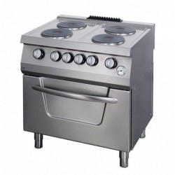 Cocina industrial 4 quemadores 70cm de profundidad con horno eléctrico