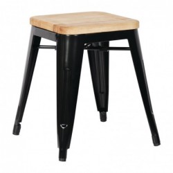 Taburetes Bajos con Asiento de Madera Bolero Bistro Negro 4 unidades GM635