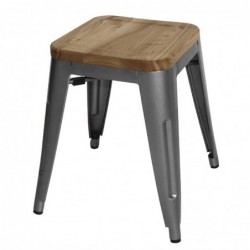 Taburetes bajos con asiento de madera Gun Metal Bolero Bistro 4 unidades GM636