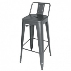 Taburete alto con respaldo de acero Bolero Bistro DM935