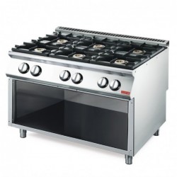 Cocina a gas 6 quemadores con base abierta Gastro M GN082