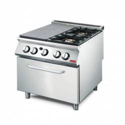 Cocina a gas con placa radiante y 2 quemadores y horno Gastro M GL934