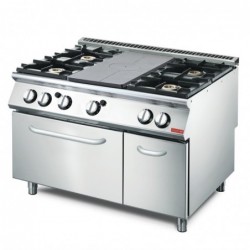 Cocina a gas con placa radiante 4 fogones y horno GN 2/1 Gastro M GL936