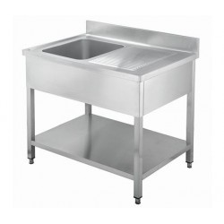 Fregadero un seno a la izquierda inox con escurridor y estante inferior 120x60 Fimar GD126BL1