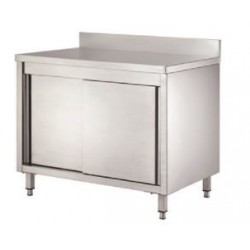 Mesa con puertas correderas y estante intermedio inox 180x60 Fimar GDASR186A