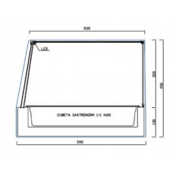 Vitrina refrigerada de comidas para llevar Cubetas GN acero inoxidable FCL Varias medidas Grupo remoto Vitrinas Gómez