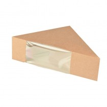 50 Envases de cartón con ventana de PLA para sándwiches 12,3 cm x 12,3 cm x 5,2 cm