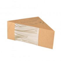 50 Envases de cartón con ventana de PLA para sándwiches 12,3 cm x 12,3 cm x 8,2 cm