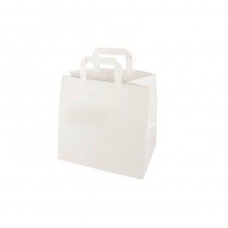 50 Bolsas de papel con asa 25 cm x 26 cm x 17 cm color blanco