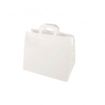 50 Bolsas de papel con asa 27 cm x 32 cm x 21,5 cm Blanco