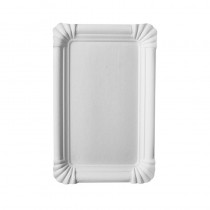 250 Platos, cartón biodegradable gama Pure cuadrado 13 cm x 20 cm blanco