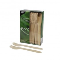 100 Tenedores, madera biodegradable gama Pure 16,5 cm
