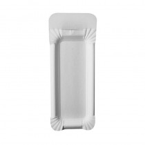 250 Platos, cartón biodegradable gama Pure cuadrado 8 cm x 21 cm blanco con asa