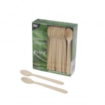 100 Cucharillas de café de madera biodegradable gama Pure 11 cm