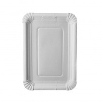 250 Platos, cartón biodegradable gama Pure cuadrado 18 cm x 26 cm blanco