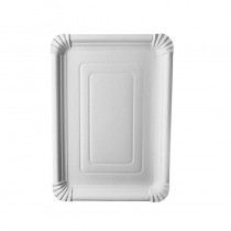 125 Platos, cartón biodegradable gama Pure cuadrado 24 cm x 33 cm blanco