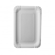25 Platos, cartón biodegradable gama Pure cuadrado 13 cm x 20 cm blanco