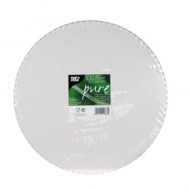 100 Bases de cartón para tarta biodegradable gama Pure redondo Ø 28 cm blanco con borde dentado