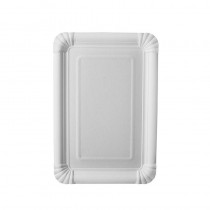 25 Platos, cartón biodegradable gama Pure cuadrado 16,5 cm x 23 cm blanco