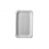 25 Platos, cartón biodegradable gama Pure cuadrado 10 cm x 16 cm blanco