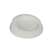 50 Tapas, C-PLA biodegradable gama Pure redondo Ø 9 cm · 2,5 cm blanco