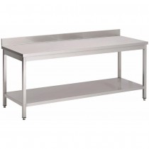 Mesa de acero inoxidable Gastro-M con estante y peto 700x700x850mm GN130