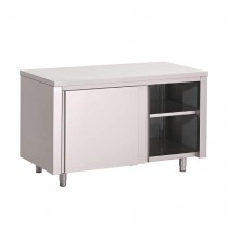 Mesa armario de acero inoxidable Gastro-M puertas deslizantes 1600x700x850mm GN153